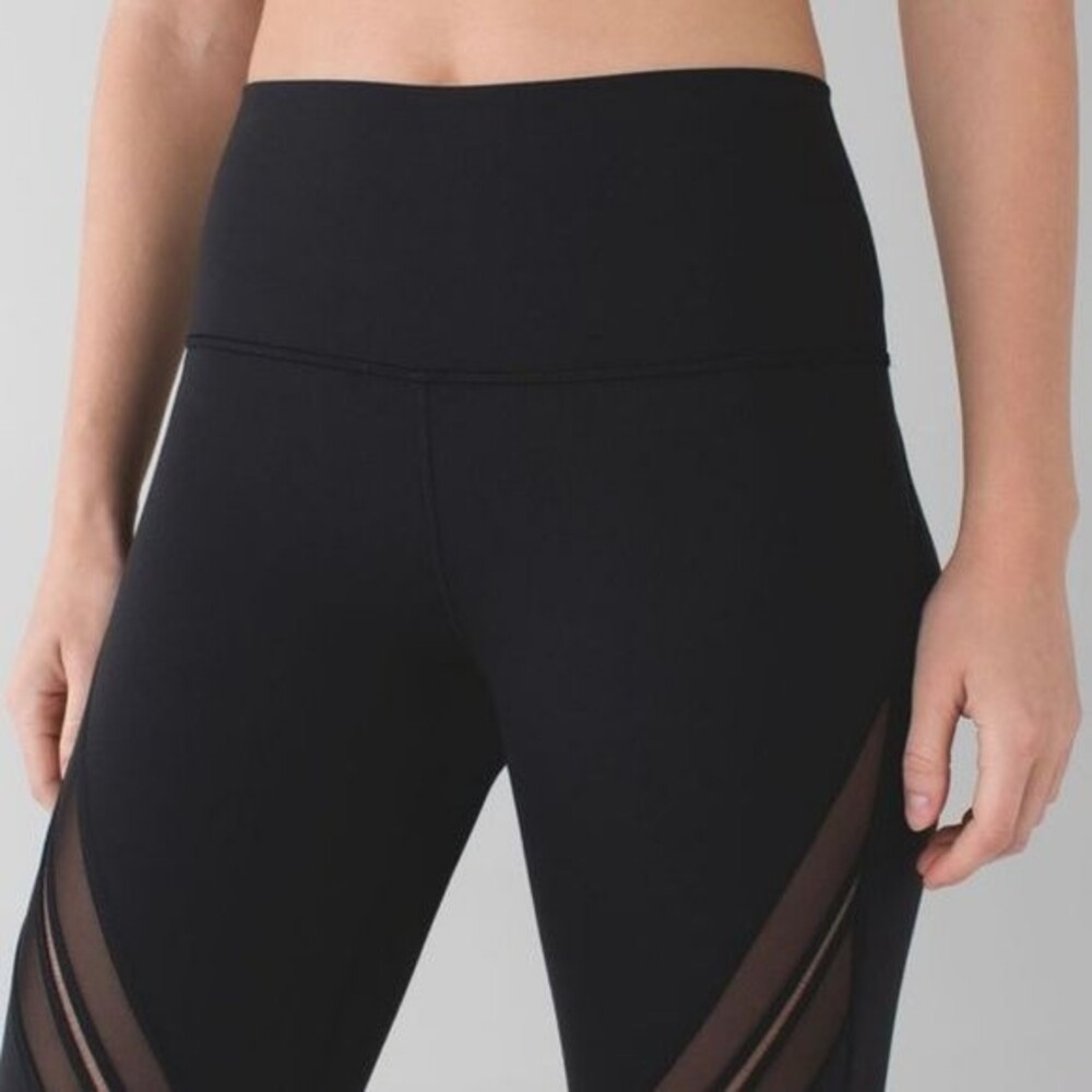 LULULEMON Leggings High Times Special Edition Metta Mesh Panels Black 7/8 Length - Picture 2 of 15